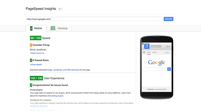 img google page insights