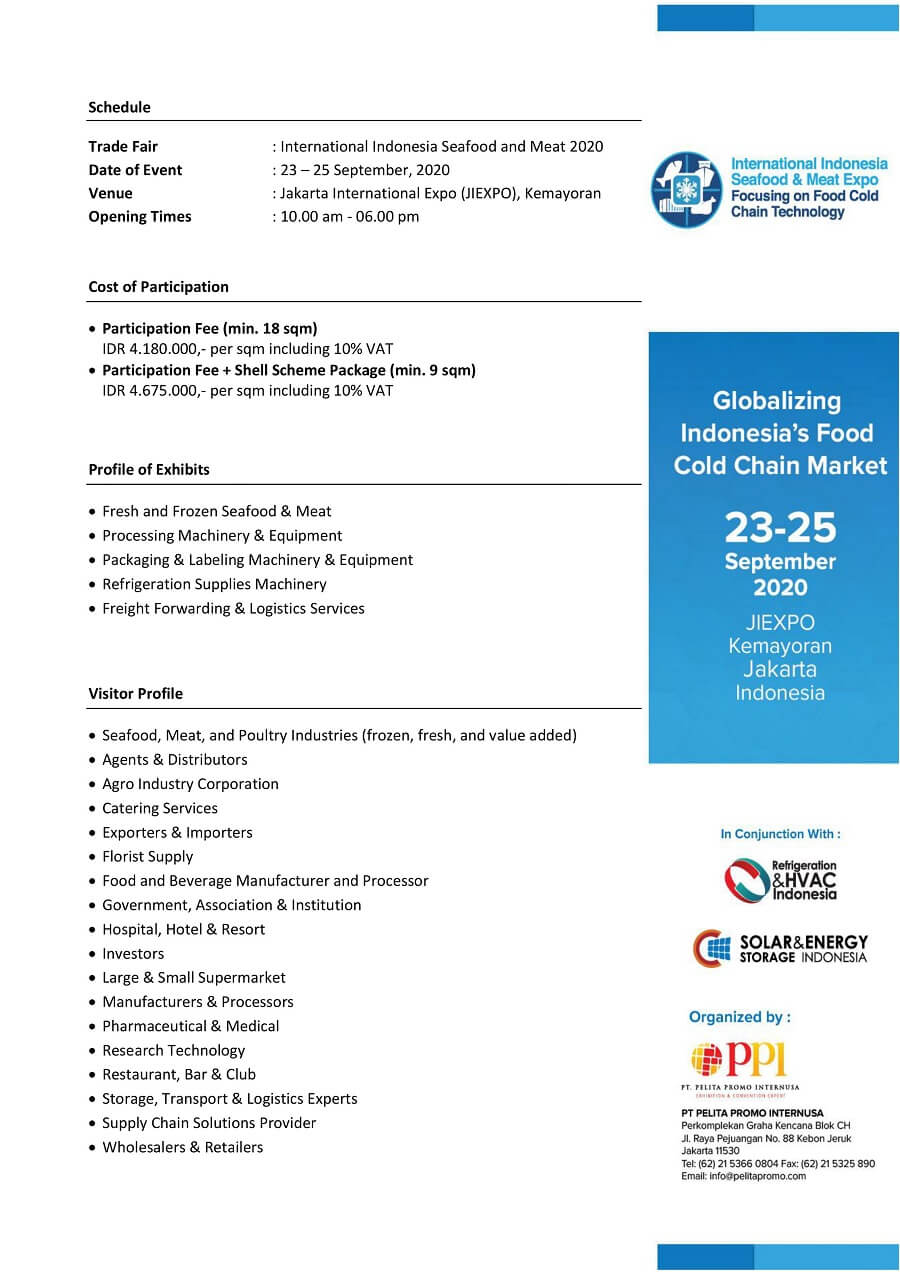 brosur expo International Indonesia Seafood Meat IISM 2020 Jakarta