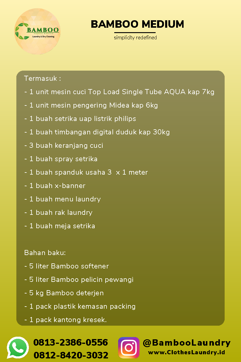 Bamboo bisnis laundry menjanjikan paket medium 4
