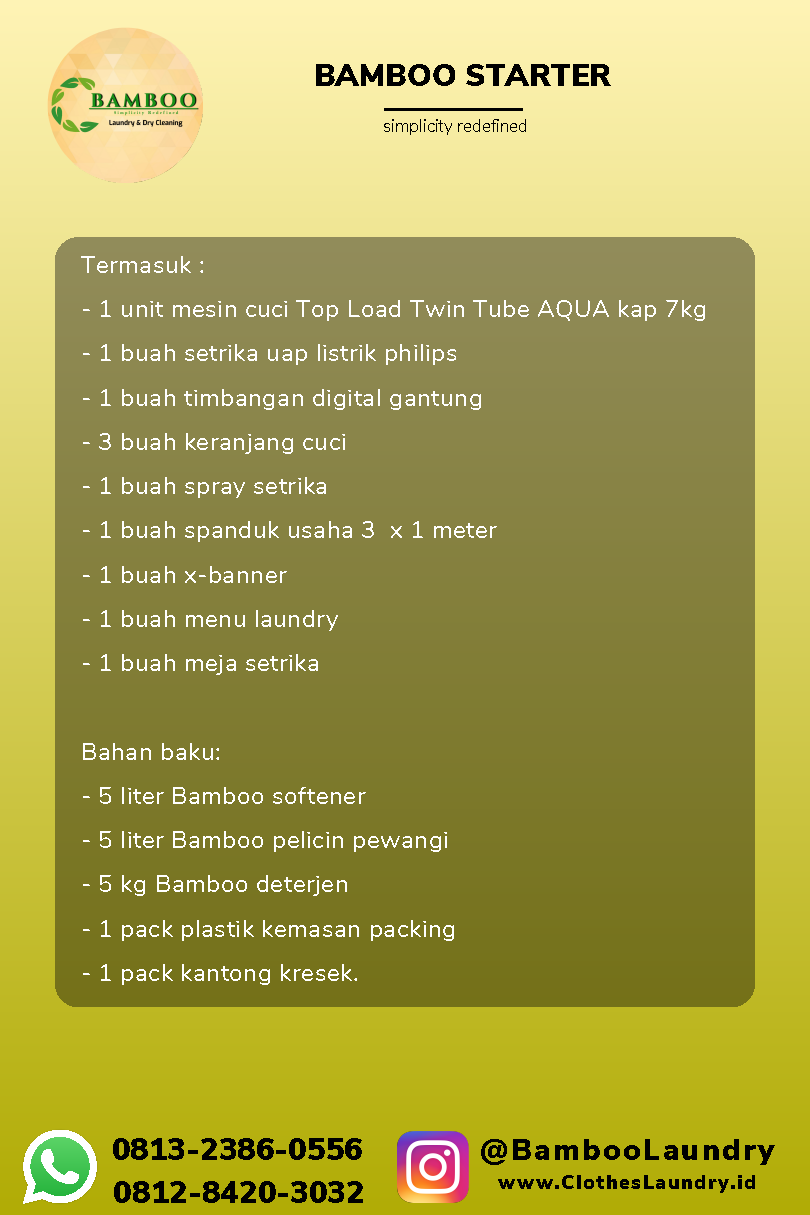 Bamboo bisnis laundry menjanjikan paket pemula 2