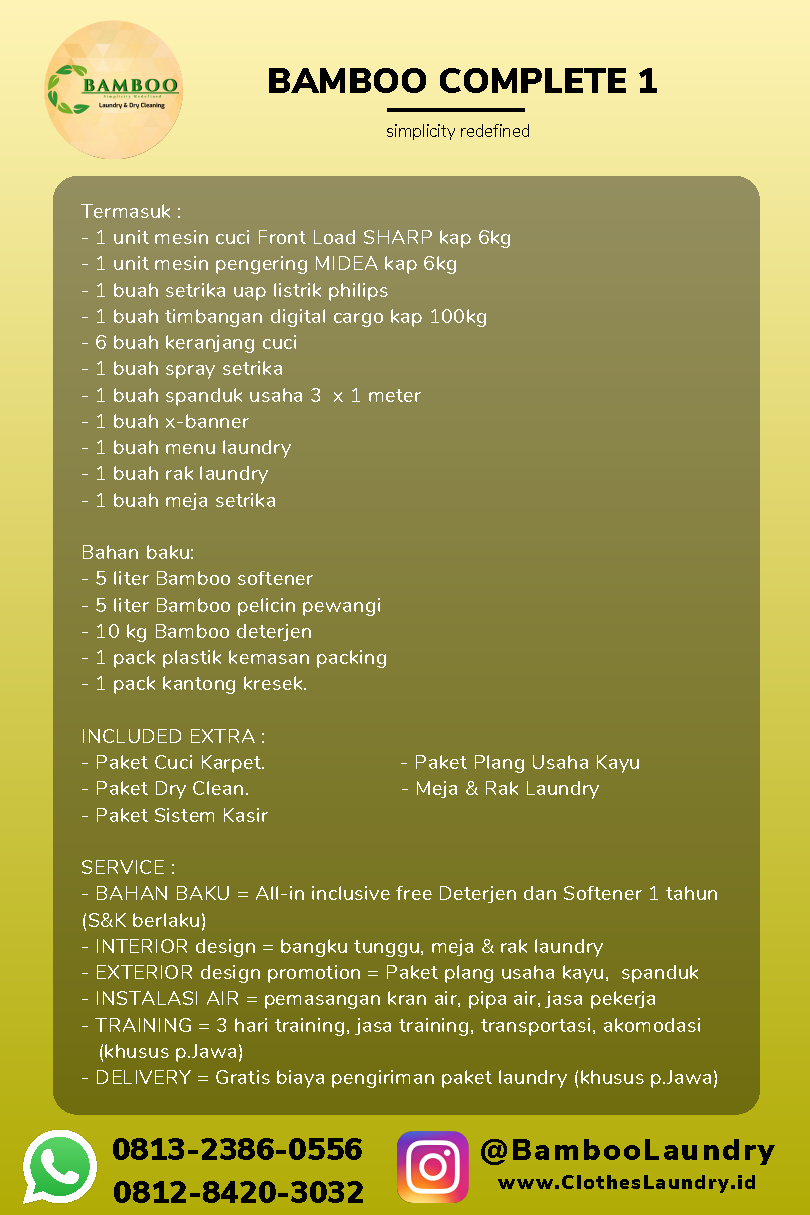 Bamboo paket komplit bisnis laundry menjanjikan 7