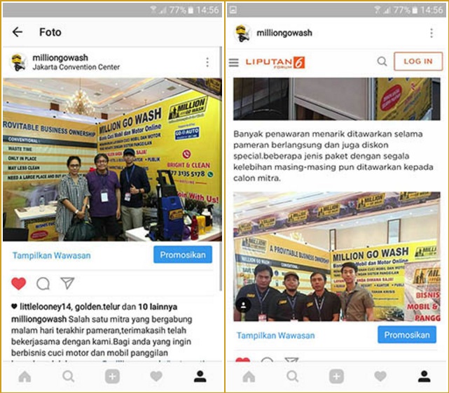 gambar testimoni franchise million gowash
