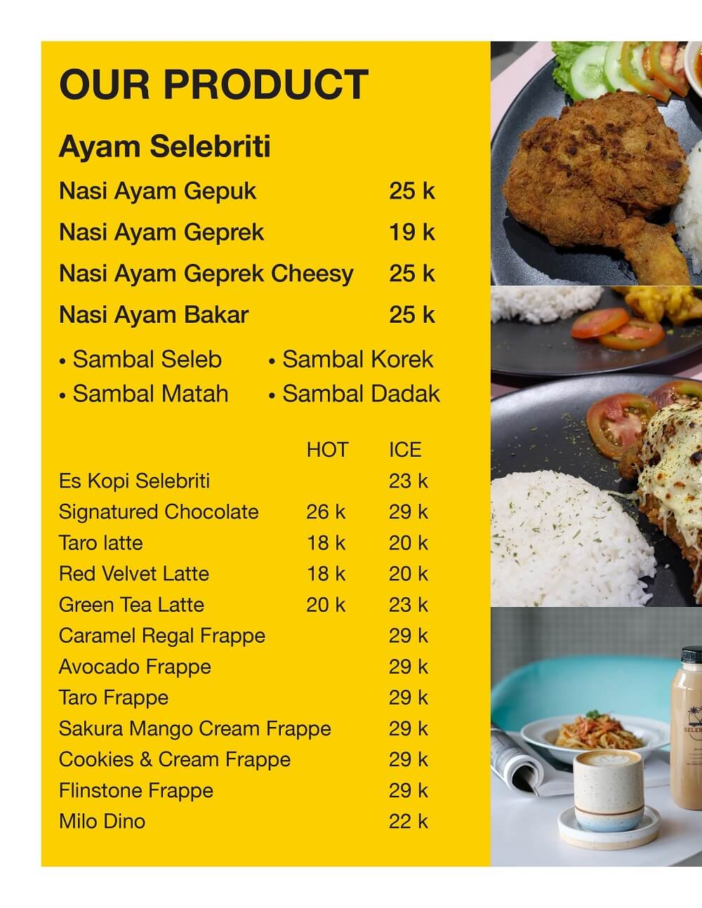 harga menu ayam selebriti