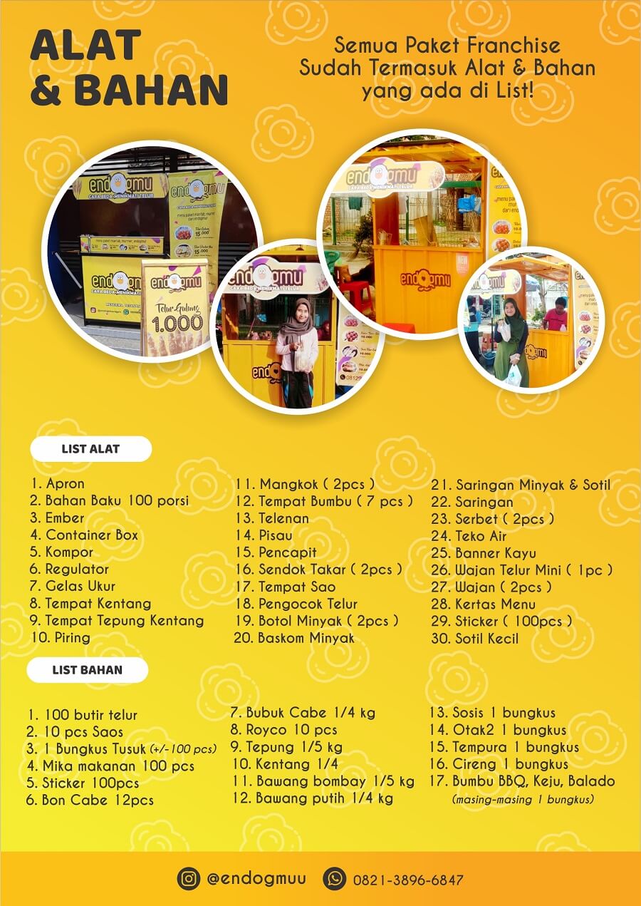 paket perlengkapan peralatan dan bahan baku endogmu