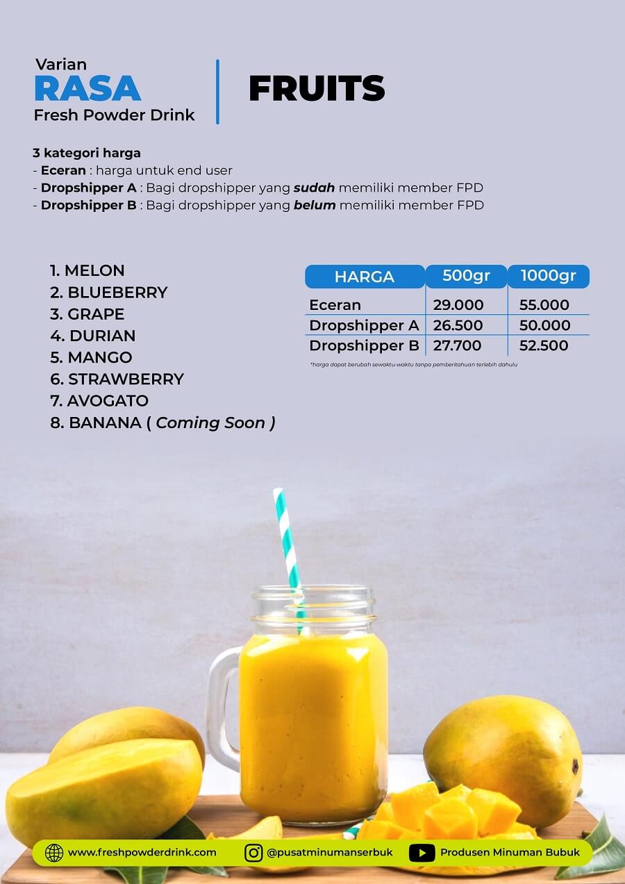 varian rasa bubuk buah aneka rasa