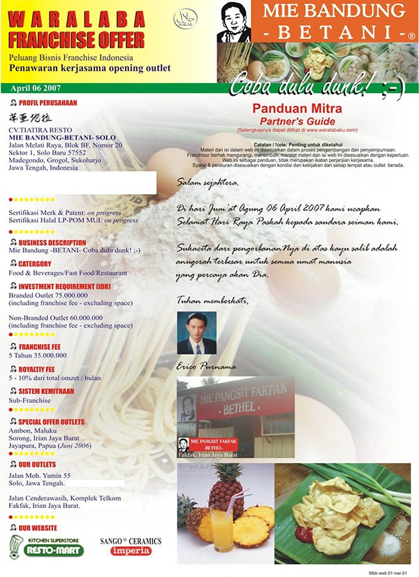 6 franchise waralaba mie bandung betani