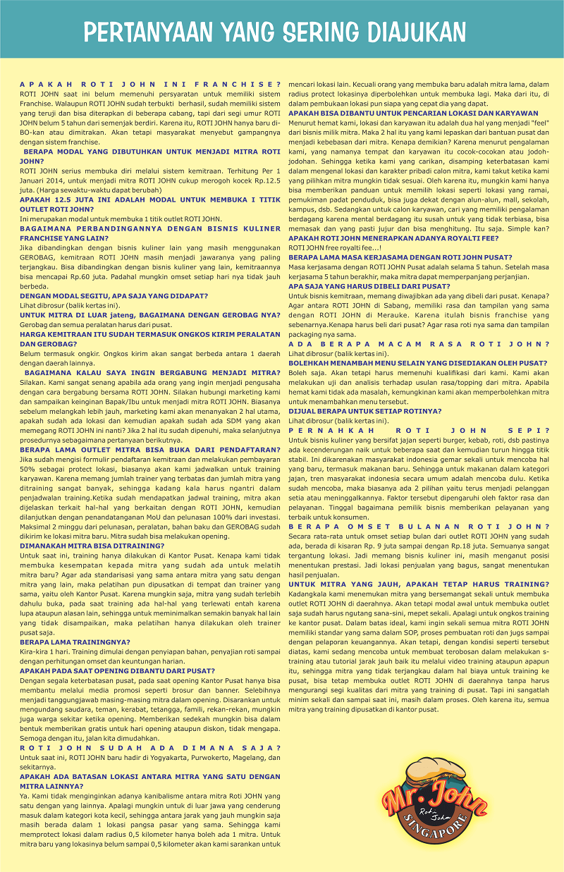 daftar pertanyaan dan jawaban seputar franchise roti john