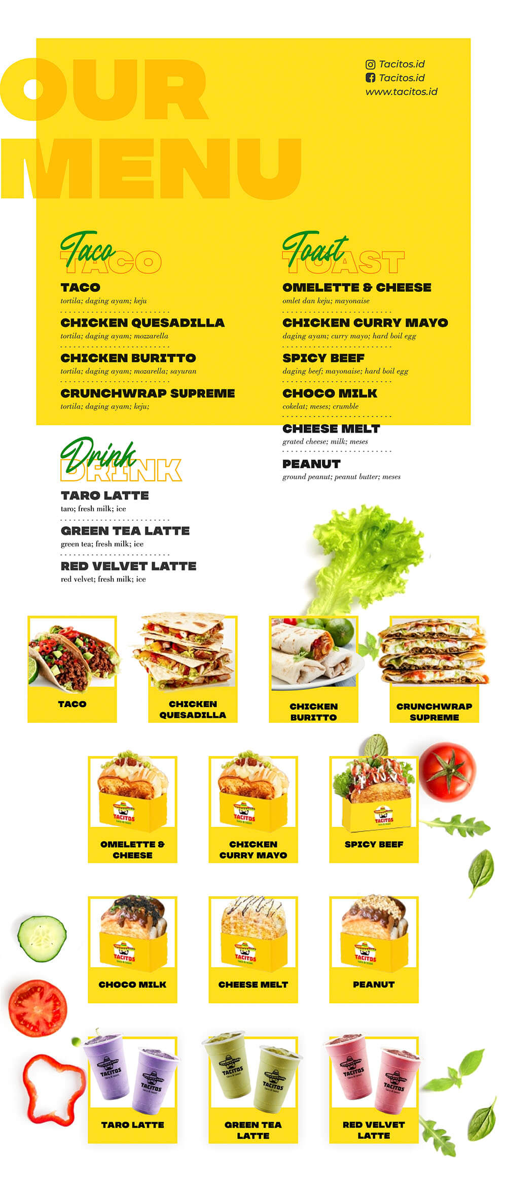 menu waralaba tacitos taco toast